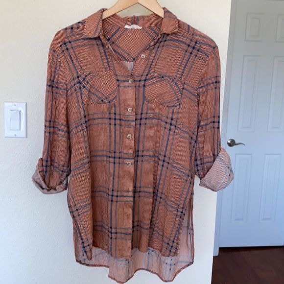Anthropologie Tops - Anthropologie Entro Plaid Button Up Shirt